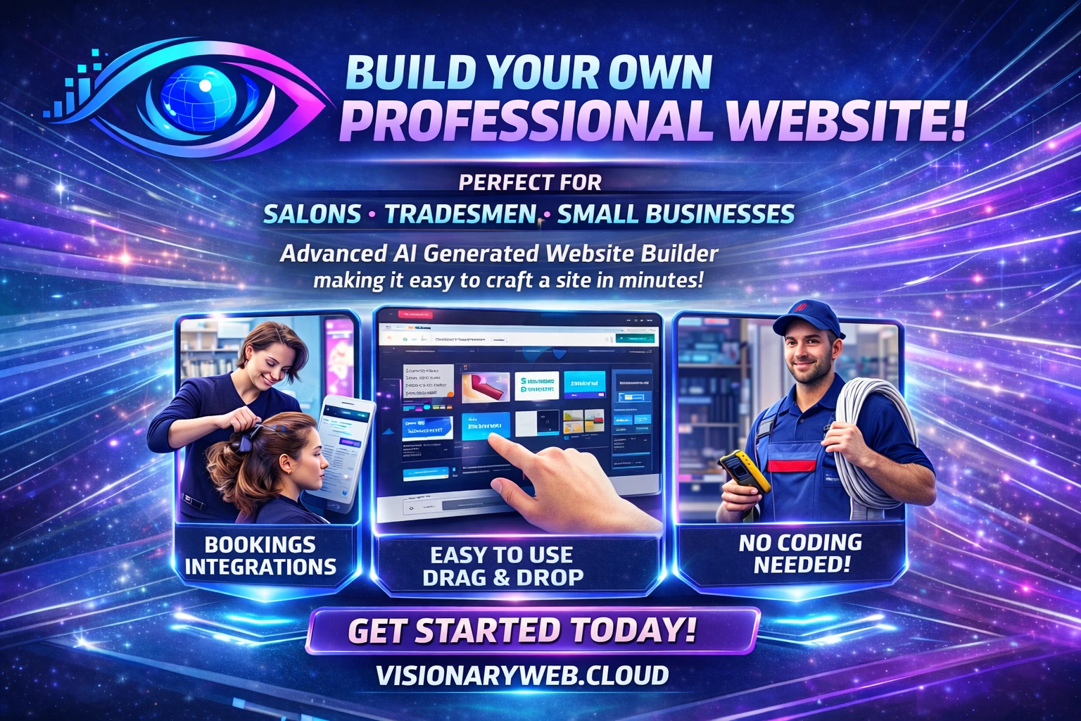 build your website with visionary web using AI builder for small business