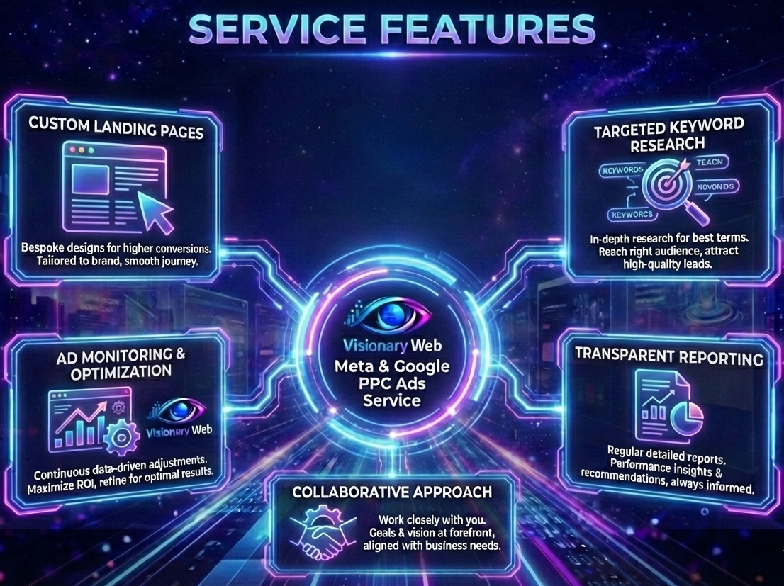 Visionary webs meta and google PPC advertising features