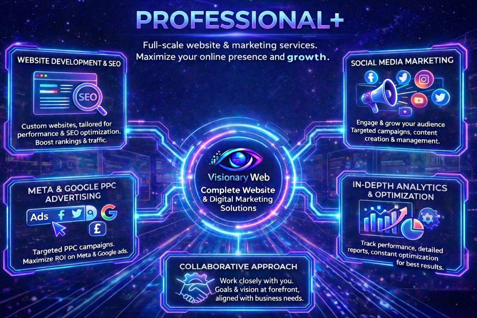 visionary webs professional plus service features